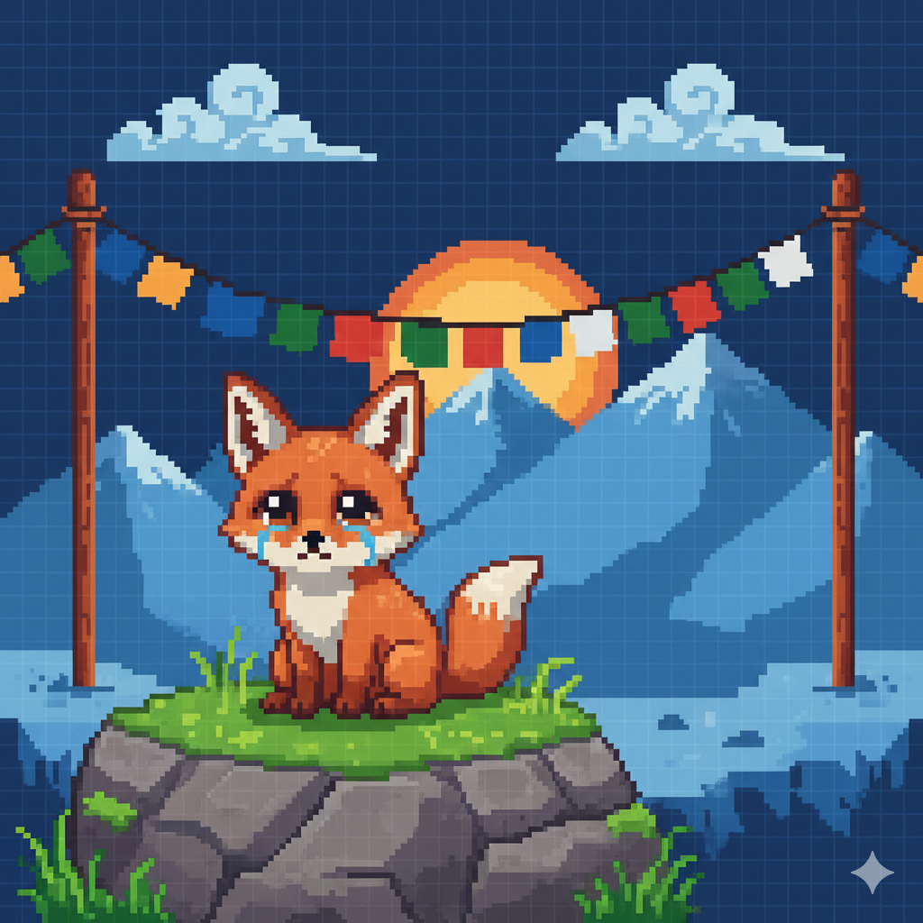 Steve the fox sitting on a stone